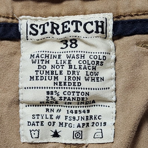 Free Planet Mens Shorts Size 38 Brown Cotton Blend Stretch Casual Inseam Fit - Picture 8 of 12